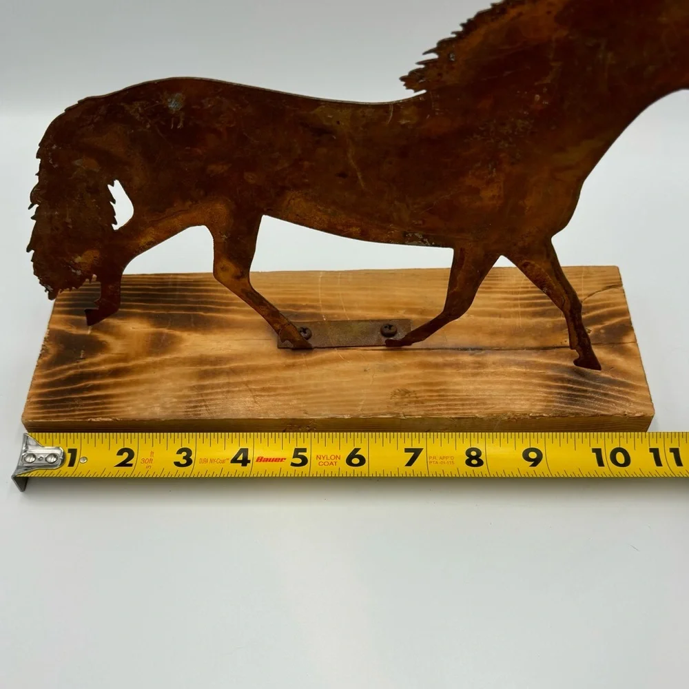 Handmade Flat Metal Laser Horse Figurine Wood Cowboy Western Art 8” Equestrian - Picture 9 of 10